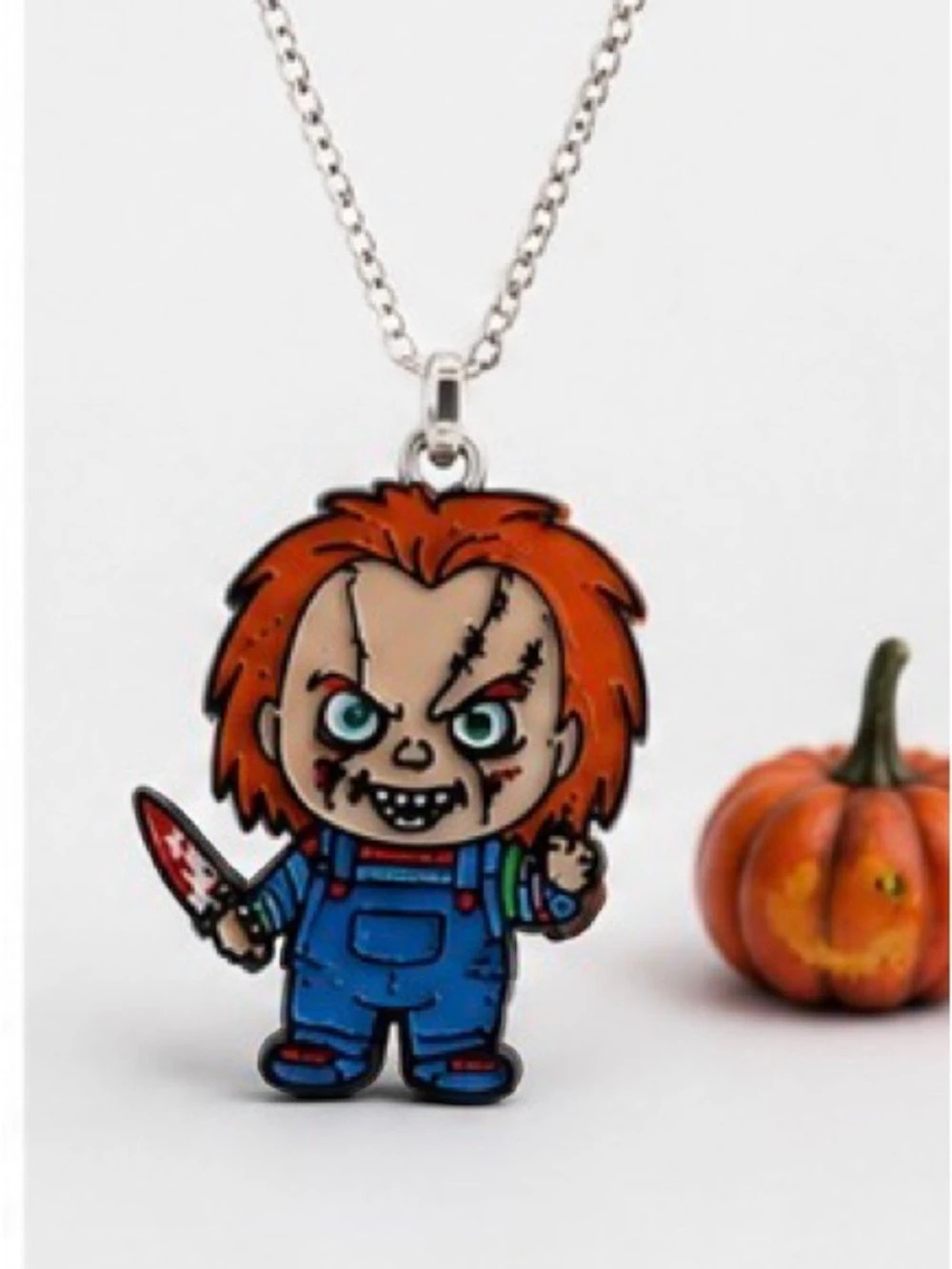 Chucky Pendant Necklace Blue & Orange New